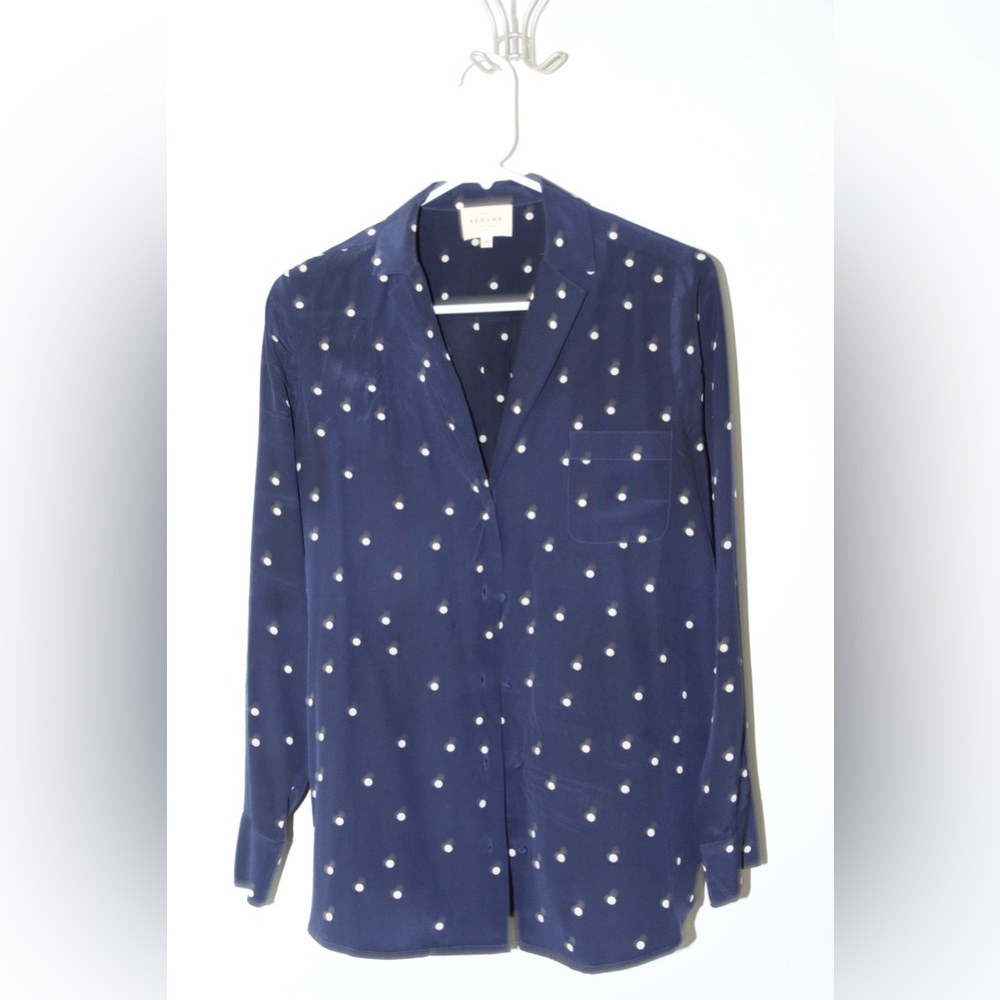 Sezane silk polka dot blouse